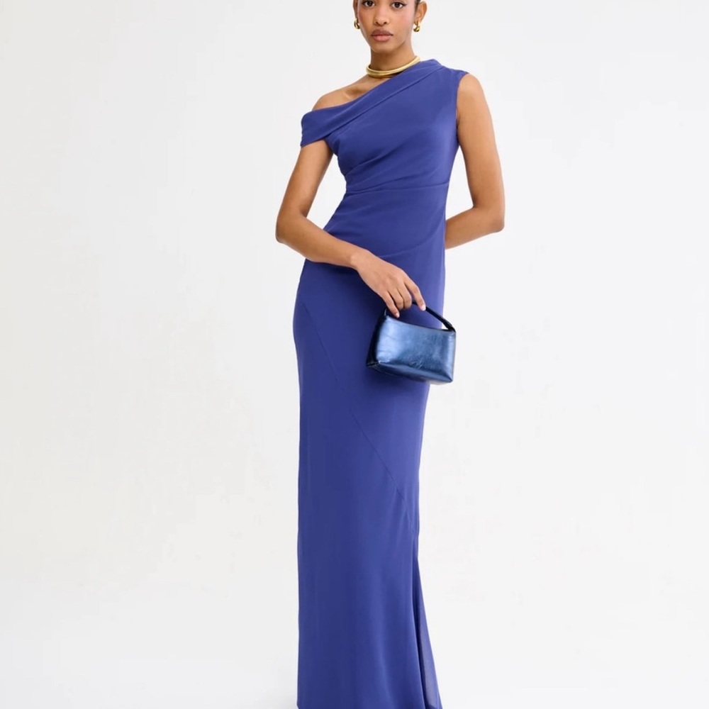 Elegant Blue One-Shoulder Dress - Lady Pipa Size L